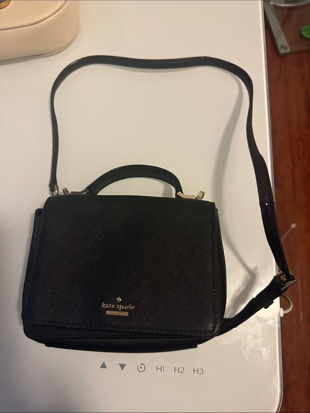 kate spade Black Leather Crossbody Satchel with Top Handle
